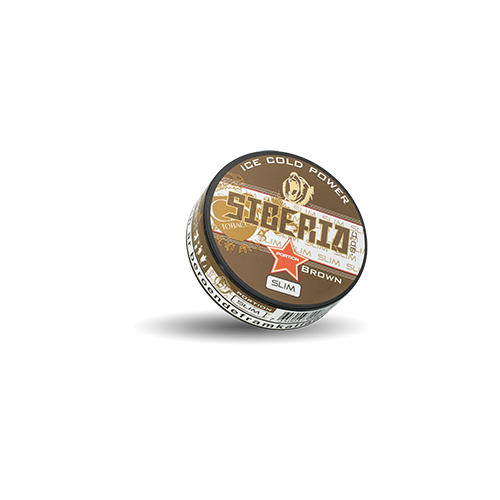 Siberia Brown Slim snus, 43mg nicotine, extra strong slim portions, original taste, buy online for intense kick.