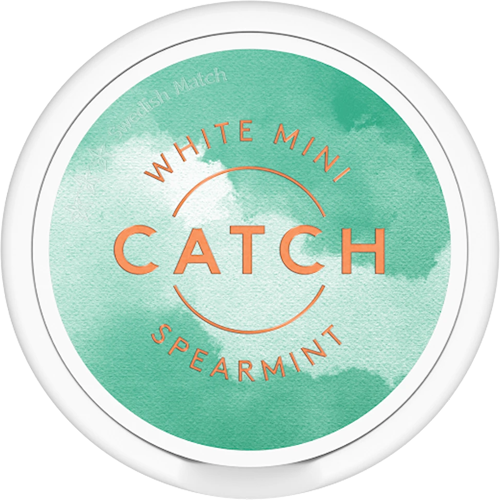 Catch White Spearmint Mini snus with fresh spearmint and light tobacco taste in discreet mini pouches, 4 mg nicotine