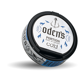 Odens Cold Portion Snus with fresh mint and spicy tobacco flavor, classic moist portion, lower nicotine strength for beginners
