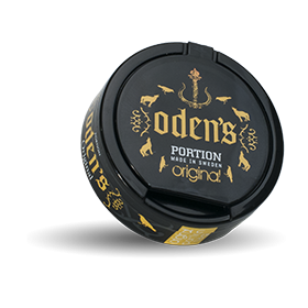Odens Original Portion Snus with classic tobacco flavor and bergamot, 9 mg/g nicotine, traditional Swedish snus in portion format
