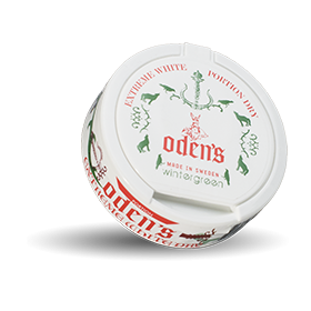 Odens Pure Wintergreen Extreme White Dry Snus with strong wintergreen flavor, high nicotine, dry white portion, Swedish snus
