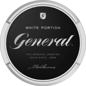 General Classic White snus with spicy tobacco and fresh citrus notes in discreet white pouches, 8 mg nicotine