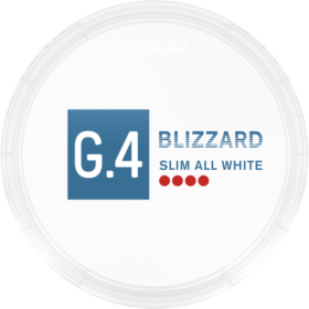 G.4 Blizzard Slim All White Blue Mint snus tin and discreet pouches with icy peppermint flavor G.4 Blizzard Slim All White Blue Mint snus tin and discreet pouches with icy peppermint flavor