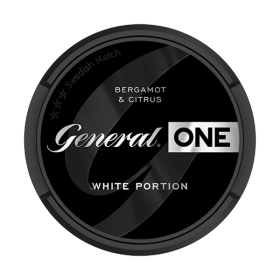 General ONE White Portion Strong Snus, classic tobacco and bergamot flavor, strong nicotine, Swedish white portion for long-lasting taste
