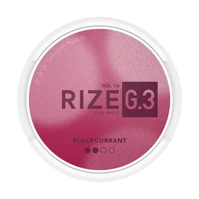 G.3 Rize Slim White Normal snus can with fruity and blackcurrant flavour