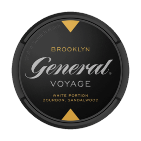 General Voyage Brooklyn White Portion snus can with roasted tobacco and bourbon flavour General Voyage Brooklyn White Portion snus can with roasted tobacco and bourbon flavour