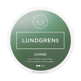 Lundgrens Dunge tobacco-free nicotine pouches with wild berry flavor in a round can