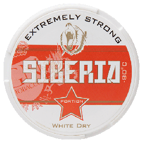 Siberia Red White Dry Portion Snus, extra strong 43 mg/g nicotine, classic tobacco flavor, Swedish white dry portion for intense kick
Siberia Red White Dry Portion Snus, extra strong 43 mg/g nicotine, classic tobacco flavor, Swedish white dry portion for intense kick