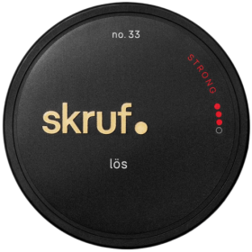 Skruf Strong Lös snus, loose format, robust tobacco flavor, strong nicotine strength, Swedish snus
