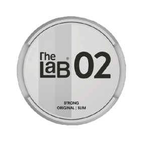The Lab 02 Strong Slim snus, 15mg nicotine, slim portions, buy online for strong and discreet experience.
