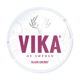 Vika Black Cherry nicotine pouches, slim all-white portions, rich black cherry flavor, tobacco-free Vika Black Cherry nicotine pouches, slim all-white portions, rich black cherry flavor, tobacco-free