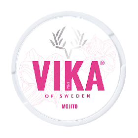 Vika Mojito nicotine pouches, strong nicotine, refreshing mojito flavor with lime and mint, all-white slim portion for clean experience
